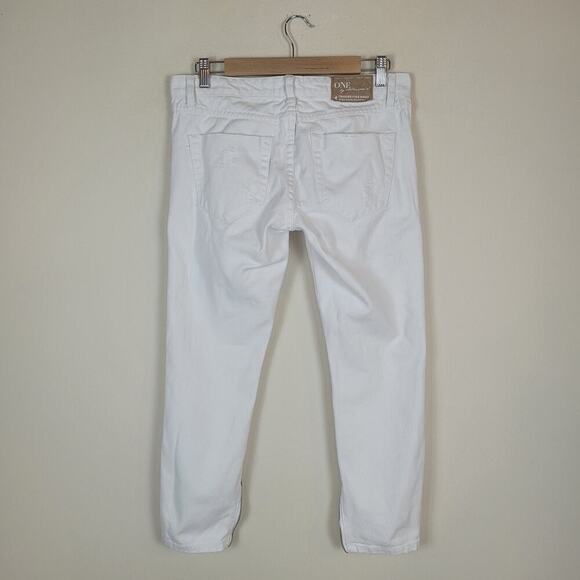 ONE Teaspoon Jeans 27 White Denim Trashed Free Birds Low Waist Skinny Ankle Zip - Picture 3 of 12